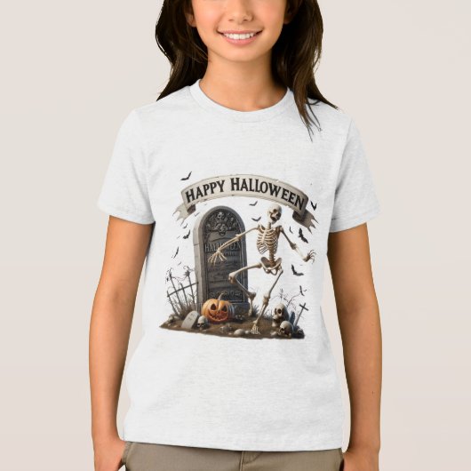 T-shirt En Tri-matière Dancing Skeleton Halloween Design (Recto)