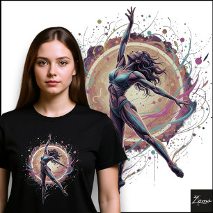 T-shirt En Tri-matière Danseuse Abstraite Lignes Néon Art Dynamique