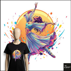 T-shirt En Tri-matière Danseuse Éthérée Jupe Fluide Art Néon