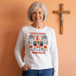 T-shirt En Tri-matière DeColores Cursillo Coq Art Populaire Floral Orange