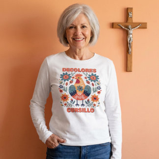 T-shirt En Tri-matière DeColores Cursillo Coq Art Populaire Floral Orange