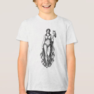 T-shirt En Tri-matière Déesse grecque belle avec un oiseau hibou sur son