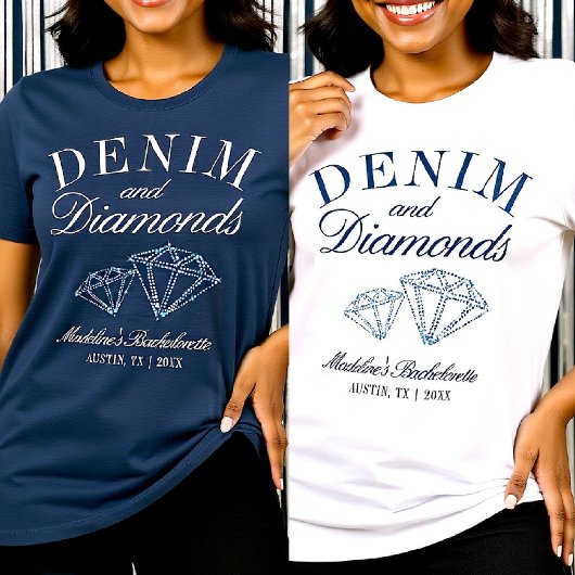 T-shirt En Tri-matière Denim Diamonds Bacheloro Party Blue Custom