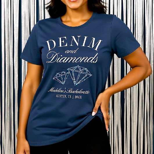 T-shirt En Tri-matière Denim Diamonds Bacheloro Party Blue Custom