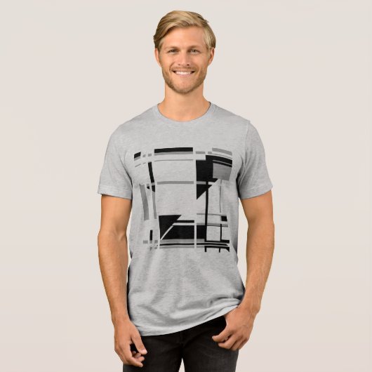 T-shirt En Tri-matière Design Abstrait en Labyrinthe gris noir MCM (Recto plein)