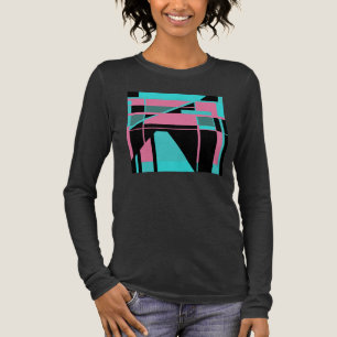 T-shirt En Tri-matière Design Abstrait rose Turquoise noir
