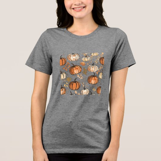 T-shirt En Tri-matière Design Automne Citrouille transparent (Recto)