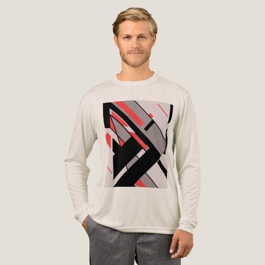 T-shirt En Tri-matière Design géométrique en MCM gris-noir rouge (Recto complet)