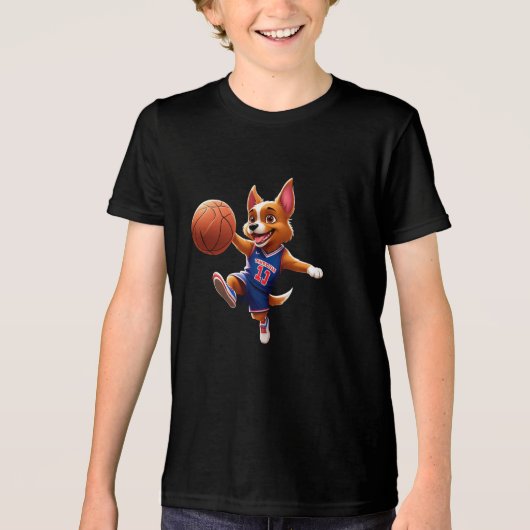 T-shirt En Tri-matière Design of a dog playing basketball (Recto)