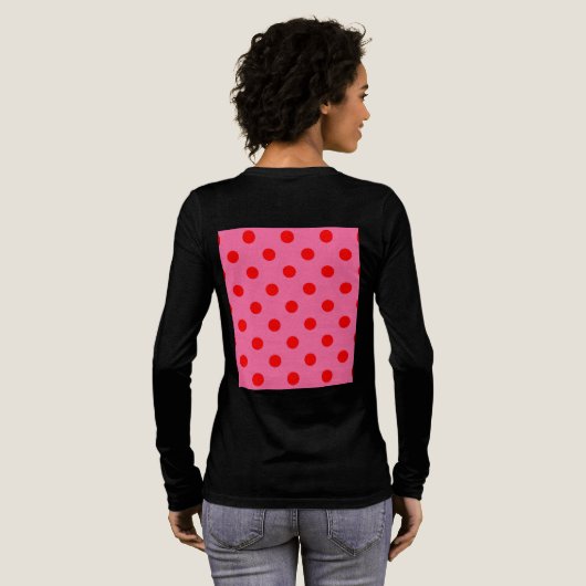 T-shirt En Tri-matière Design Pois rouge sur rose (Verso complet)