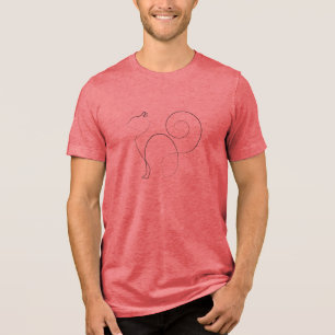 T-shirt En Tri-matière Dessin au trait de chat en une ligne