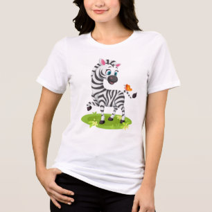 T-shirt En Tri-matière Dessin de bébé zèbre jouant avec papillon