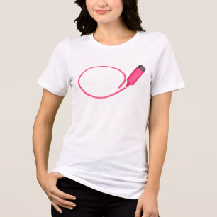 T-shirt En Tri-matière Dessin d'un cercle avec un surligneur rose