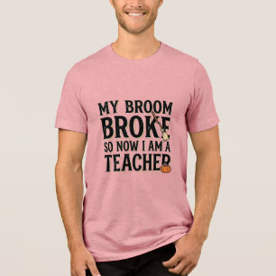 T-shirt En Tri-matière Dessin Halloween Vintage Prof Sympa Balai Cassé