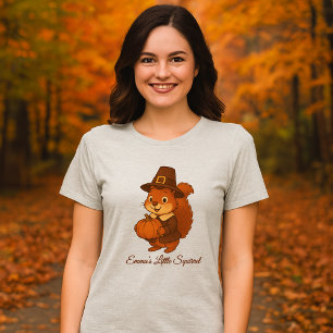 T-shirt En Tri-matière dessin mignon de l'écureuil d'Action de grâces Cit