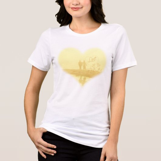 T-shirt En Tri-matière Destination Coeur Jaune Misty Beach Mariage (Recto)