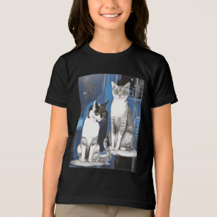 T-shirt En Tri-matière Deux chats gris sur un Arrière - plan Abstrait
