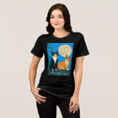 T-shirt En Tri-matière Deux chats sous la Pleine lune (Recto plein)