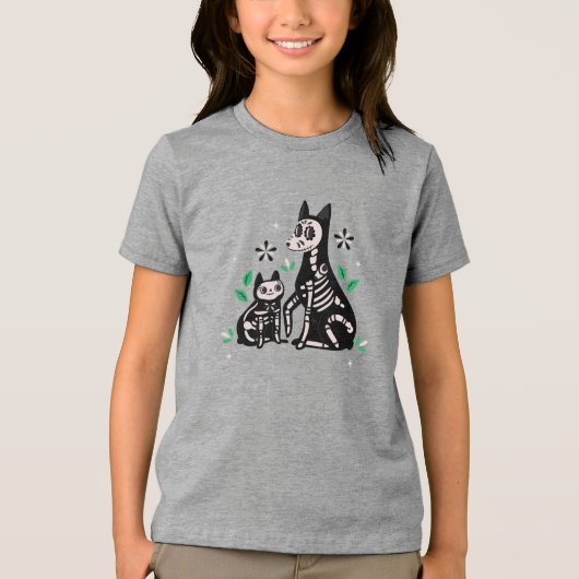 T-shirt En Tri-matière Día de los Muertos Chat & Chien Skeleton (Recto)