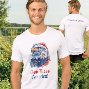 T-shirt En Tri-matière Dieu Bénisse l'Aigle Américain Étoiles Rouge Blanc