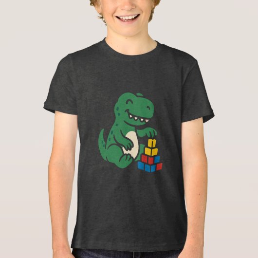 T-shirt En Tri-matière Dino Building Blocks Fun (Recto)