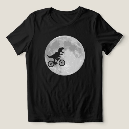 T-shirt En Tri-matière Dinosaur on a Bike In Sky With Moon Fun (Design Recto)