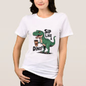 T-shirt En Tri-matière dinosaure buvant du café (Recto)