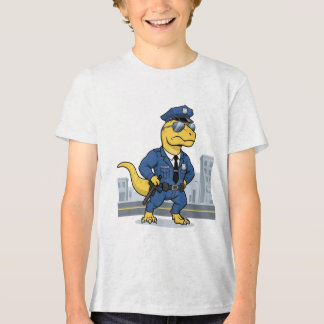 T-shirt En Tri-matière Dinosaure Policier Uniforme de Police Ville Dessin