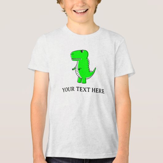 T-shirt En Tri-matière Dinosaure Vert Cute Texte Personnalisé (Recto)