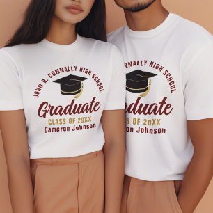 T-shirt En Tri-matière Diplômé Or Grenat Personnalisé École 2026 Remise d