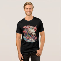 Dragon blanc avec des fleurs, art fantastique