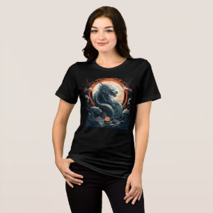 T-shirt En Tri-matière Dragon céleste sous la lune brûlante