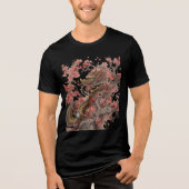 T-shirt En Tri-matière Dragon Doré dans l'Illustration d'Arbre Sakura (Recto)
