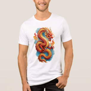 T-shirt En Tri-matière Dragon Rouge Chinois Illustration Fougueuse-67561