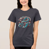 T-shirt En Tri-matière Dragon turquoise et d'Asie rouge (Recto)