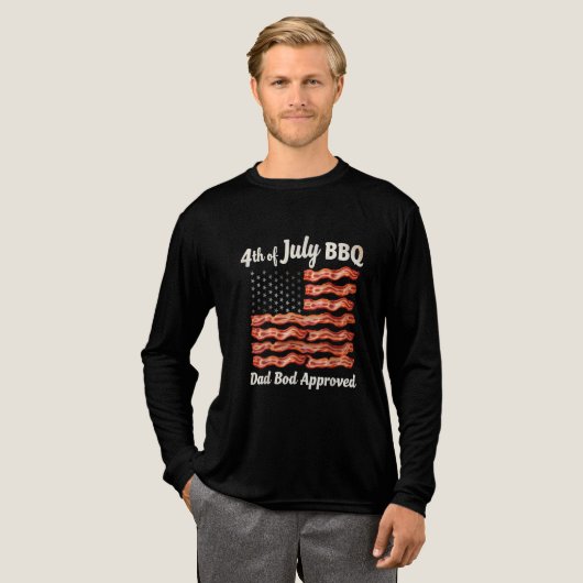 T-shirt En Tri-matière Drapeau 4 juillet Bacon BBQ Papa USA (Recto complet)