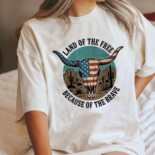 T-shirt En Tri-matière Drapeau Américain Crâne de Taureau Fierté du Déser