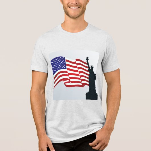T-shirt En Tri-matière Drapeau Américain Et Lady Liberty (Recto)