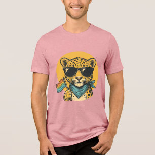 T-shirt En Tri-matière Drapeau de la fierté du léopard arc-en-ciel Design