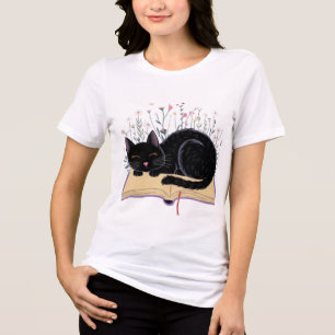 T-shirt En Tri-matière "Dreamy Cat on a Book"