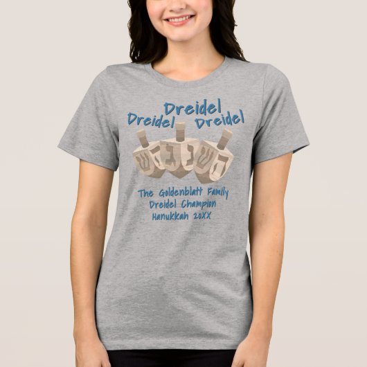 T-shirt En Tri-matière Dreidel Champion Rustique en chêne Hanoukka Funny (Recto)