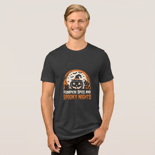 T-shirt En Tri-matière Drôle Halloween Citrouille épice et nuits Éffrayan (Recto plein)