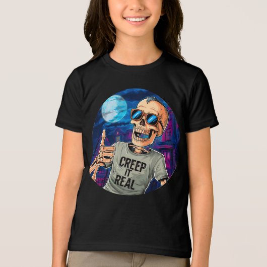 T-shirt En Tri-matière Drôle Halloween Squelette Creep It Real (Recto)