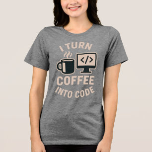 T-shirt En Tri-matière Drôle Je Transforme Le Café En Code