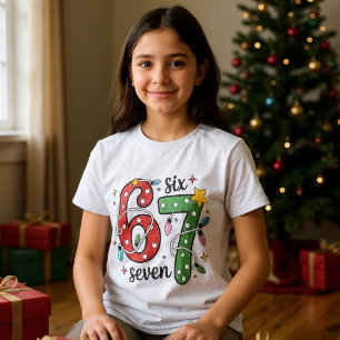 T-shirt En Tri-matière Drôle Six Sept 67 Mème Lumières de Noël Enfants