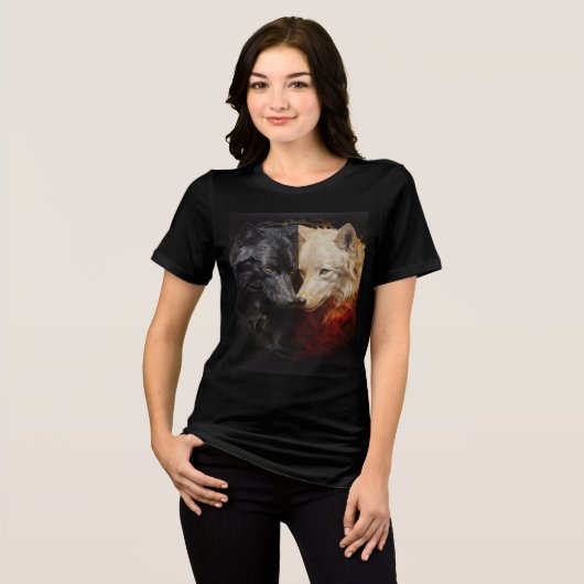 T-shirt En Tri-matière Duality Wolves – Black & White Spirit Art (Recto plein)