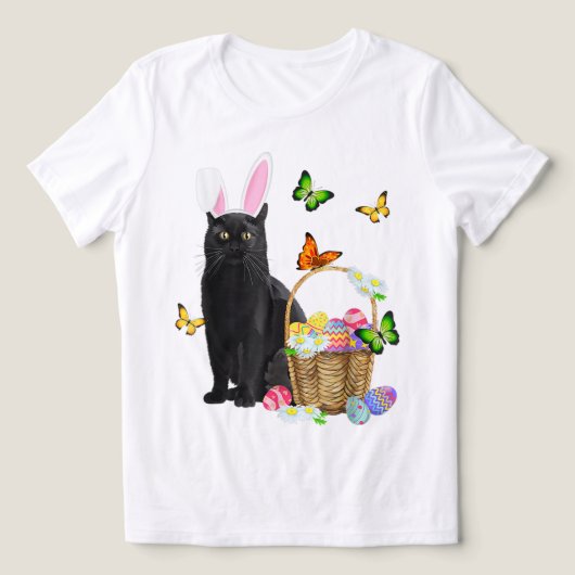 T-shirt En Tri-matière Easter Black Cat With Bunny Ears (Design Recto)