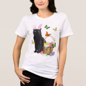T-shirt En Tri-matière Easter Black Cat With Bunny Ears (Recto)