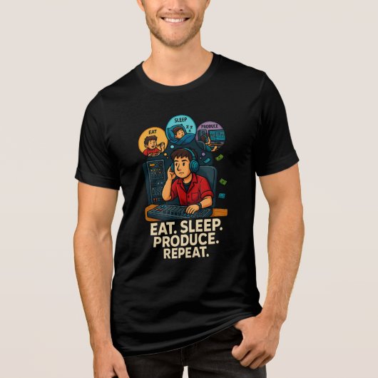 T-shirt En Tri-matière Eat. Sleep. Produce. Repeat. – Music Producer Life (Recto)