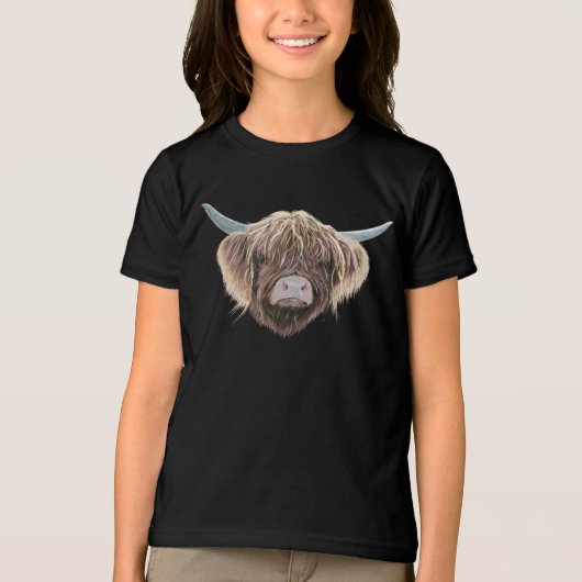 T-shirt En Tri-matière Écossais Highland Cow Wee Charlie Fluffy Ears (Recto)